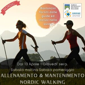 allenamento nordic walking bastoncini colli euganei allenamento sabato mattina pomeriggio primavera 2023 terme euganee istruttore ways europarc federparchi