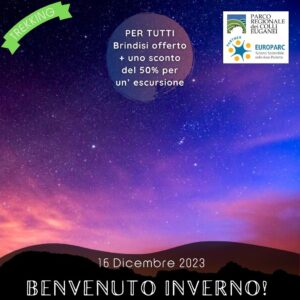trekking escursione colli euganei tramonto stelle passo baita fiorine teolo brindisi sconto regalo natale sabato 16 dicembre 2023 pomeriggio europarc federparchi