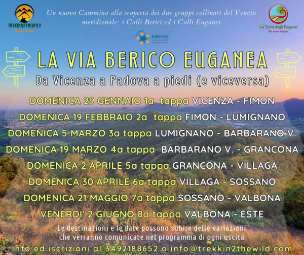 VIA BERICO EUGANEA cammino colli berici euganei vicenza padova 2023 tappe primavera