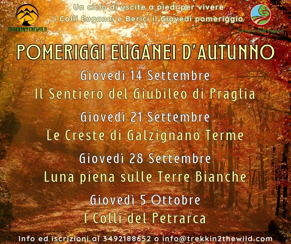 escursioni trekking colli euganei berici autunno giovedì pomeriggio veneto 2023 settembre ok