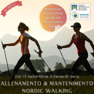 allenamento nordic walking bastoncini colli euganei allenamento venerdì pomeriggio sera autunno inverno 2023 terme euganee istruttore ways europarc federparchi