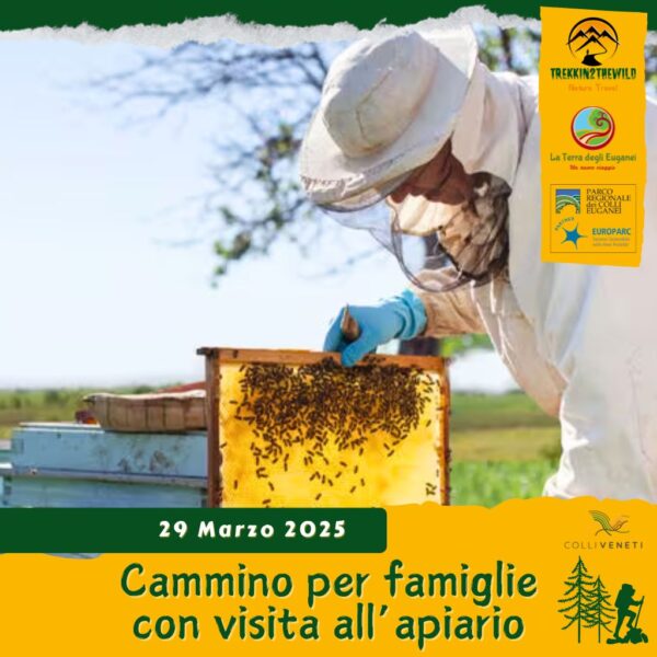 trekking escursione colli euganei este baone api apicoltori miele evento per famiglie bambini sabato 29 marzo pomeriggio 2025 veneto unesco