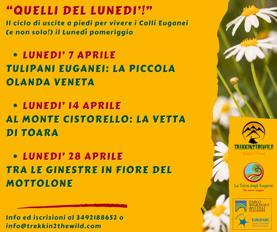 trekking escursione colli euganei unesco lunedì pomeriggio berici veneto aprile 2025