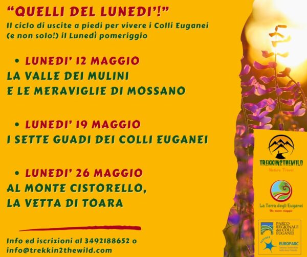 trekking escursione colli euganei unesco lunedì pomeriggio berici veneto maggio 2025