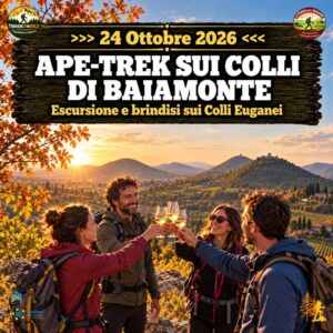 trekking escursione colli torreglia la pisana baiamonte aperitivo cascata terme euganee tramonto sabato 24 ottobre 2026 unesco padova veneto