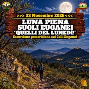 trekking escursione colli euganei luna piena terre bianche lunedì 23 novembre 2026 veneto pomeriggio