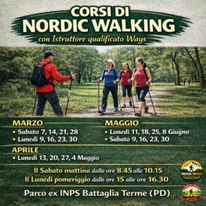 Nordic walking febbraio 2026 uscite allenamento mantenimento colli euganei veneto benessere natura salute sabato lunedì