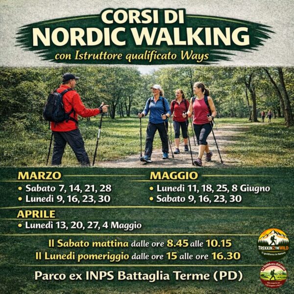 Nordic walking febbraio 2026 uscite allenamento mantenimento colli euganei veneto benessere natura salute sabato lunedì