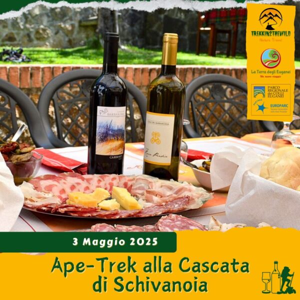 trekking escursione colli euganei teolo cascata schivanoia rocca pendice colle barbarossa vino aperitivo ponte sabato 3 maggio 2025 pomeriggio