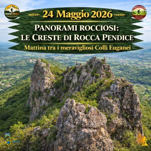 trekking escursione colli euganei cascata schivanoia creste rocca pendice teolo domenica 23 maggio 2026 unesco mattina