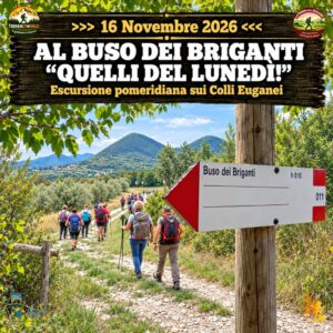 trekking escursione monte cinto buso briganti colli euganei terme lunedì 16 novembre 2026 pomeriggio veneto